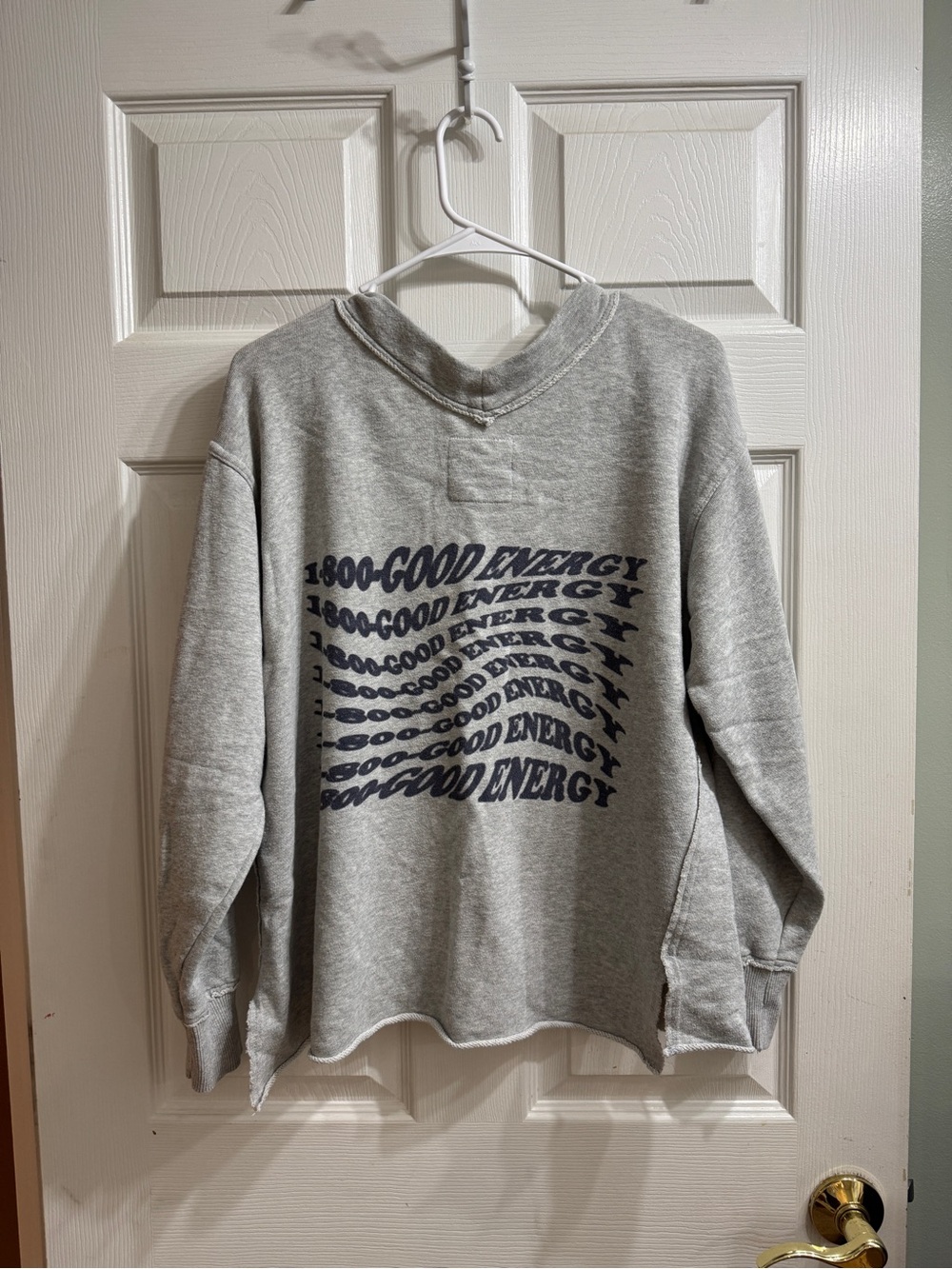 aerie Gray '1-800-GOOD ENERGY' Graphic Crew Sweatshirt